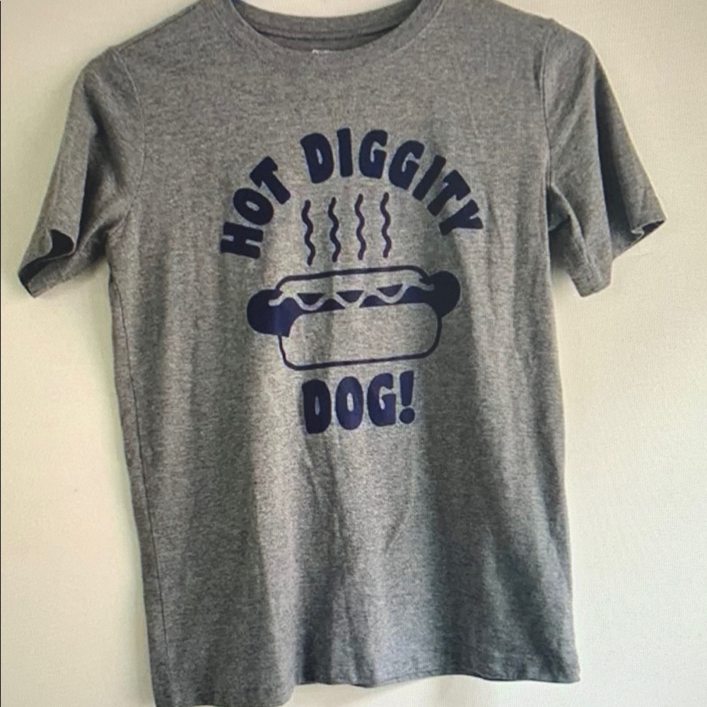 Gray T-Shirt with Hot Dog Graphic